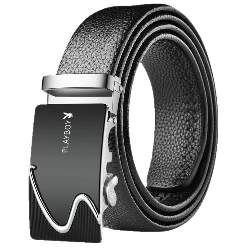 Wholesale Playboy Belt Men's Automatic Buckle Belt Business Soft Leather Pants Belt Men's High-End Pants Belt