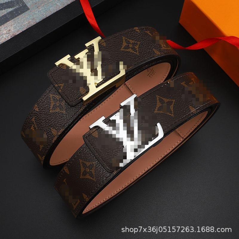 Cowhide Belt Fashionable Letter V New Versatile Classic Casual Jeans Belt Manufacturer Belt Men's Automatic Buckle V