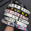 New Graffiti Fashion Cartoon Belt Men's and Women's All-Match Automatic Belt Trendy Letter Full Card Slot Jeans Belt