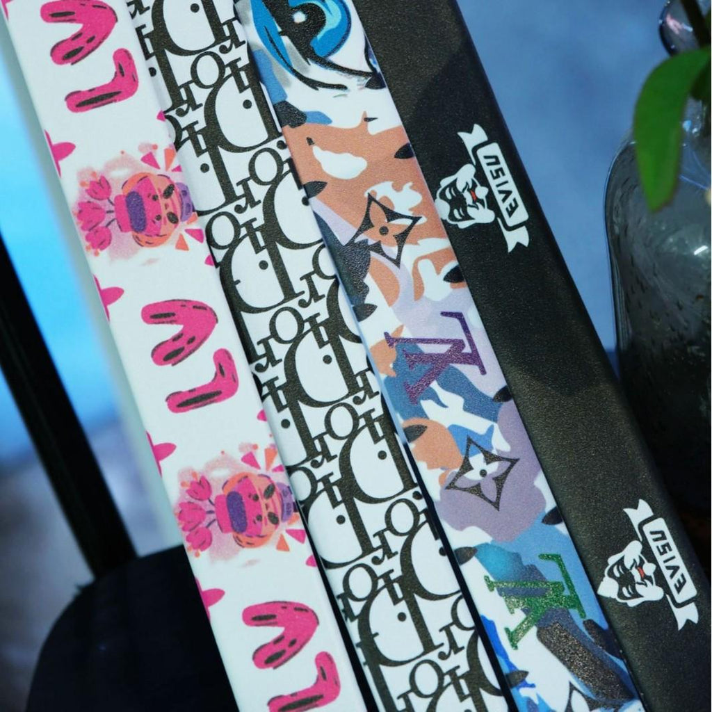 New Graffiti Fashion Cartoon Belt Men's and Women's All-Match Automatic Belt Trendy Letter Full Card Slot Jeans Belt