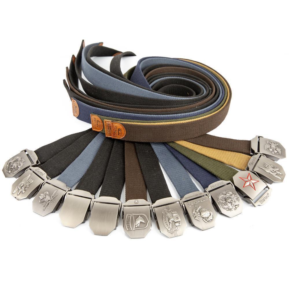 Outdoor Thickened Tactical Belt Men's Alloy Aircraft Automatic Buckle Cotton Belt Battlefield Trend Canvas Pants Belt Wholesale