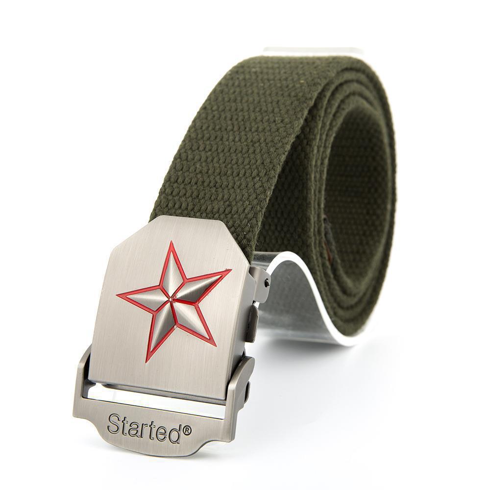 Outdoor Thickened Tactical Belt Men's Alloy Aircraft Automatic Buckle Cotton Belt Battlefield Trend Canvas Pants Belt Wholesale
