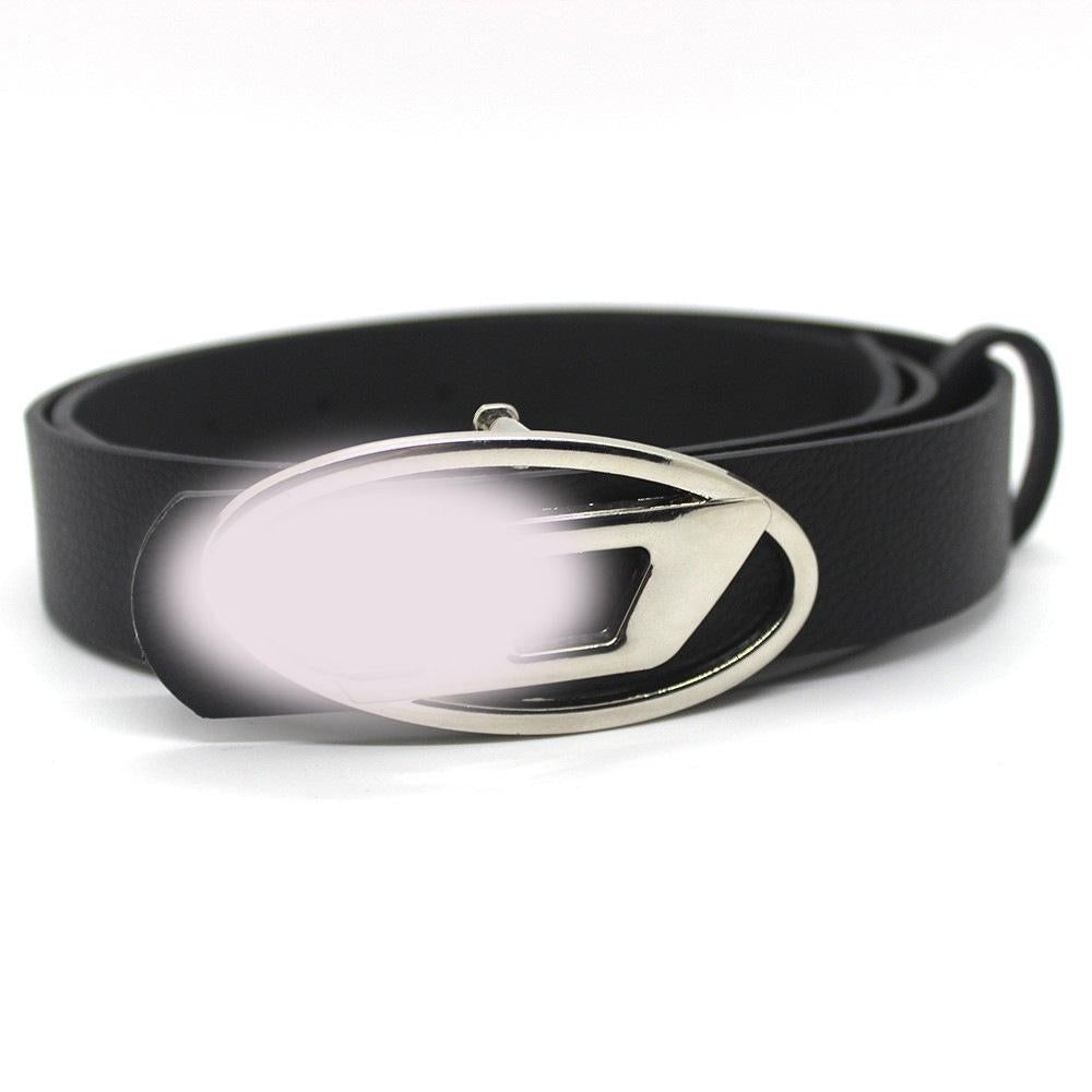 Women's Pants Belt Letter D Buckle Black Niche Versatile Jeans Trendy Leather Belt Accessories High-Grade Cross-Border