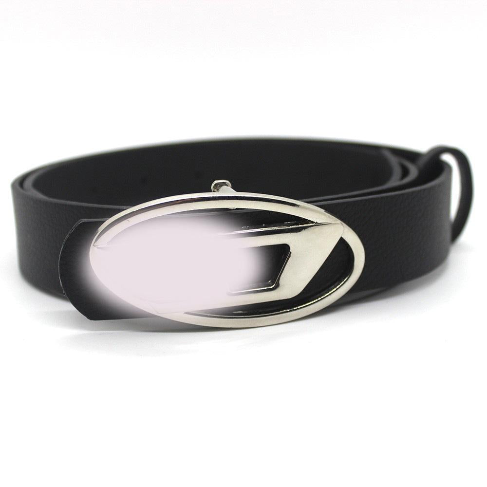 Women's Pants Belt Letter D Buckle Black Niche Versatile Jeans Trendy Leather Belt Accessories High-Grade Cross-Border