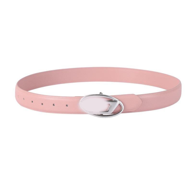 Women's Pants Belt Letter D Buckle Black Niche Versatile Jeans Trendy Leather Belt Accessories High-Grade Cross-Border