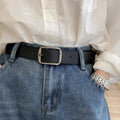 Retro Soft Leather Belt Men's Japanese Style Versatile Student Jeans Belt Women's Fashionable Simple Ins Pants Belt Black