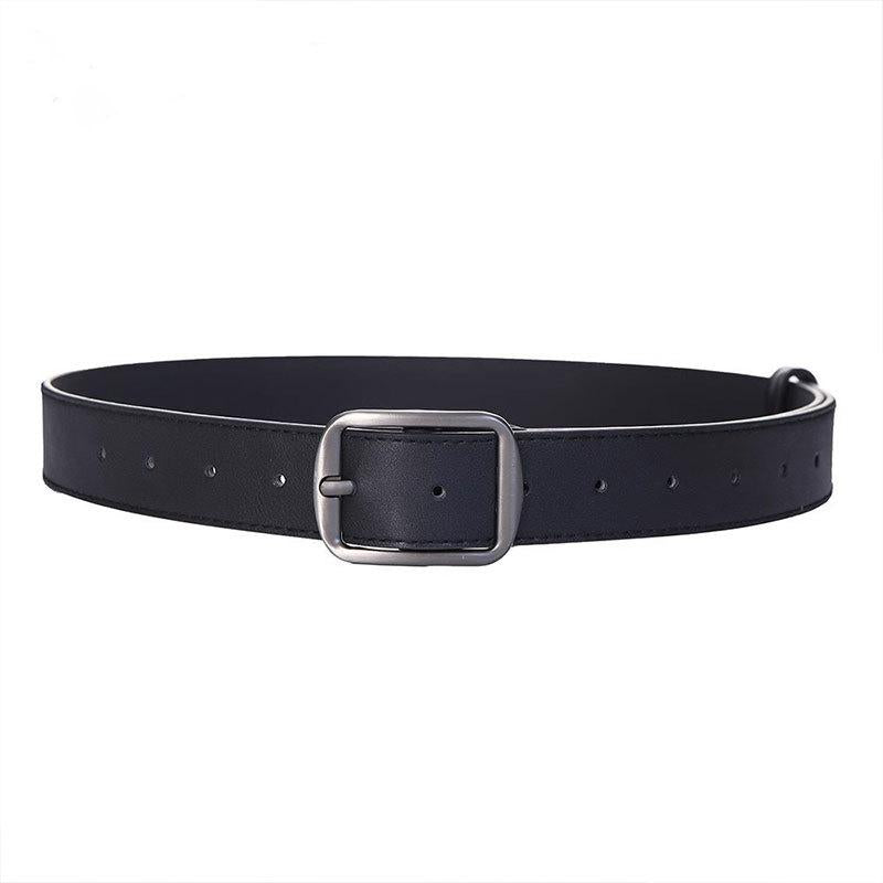 Retro Soft Leather Belt Men's Japanese Style Versatile Student Jeans Belt Women's Fashionable Simple Ins Pants Belt Black