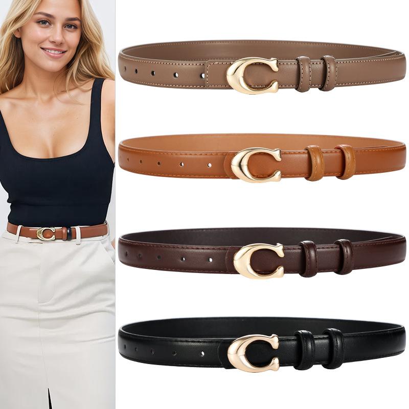 Letter C Buckle Belt Women's Jeans Belt Women's Fashion All-Match Decorative Pu Belt Autumn and Winter Batch Bohemian Style