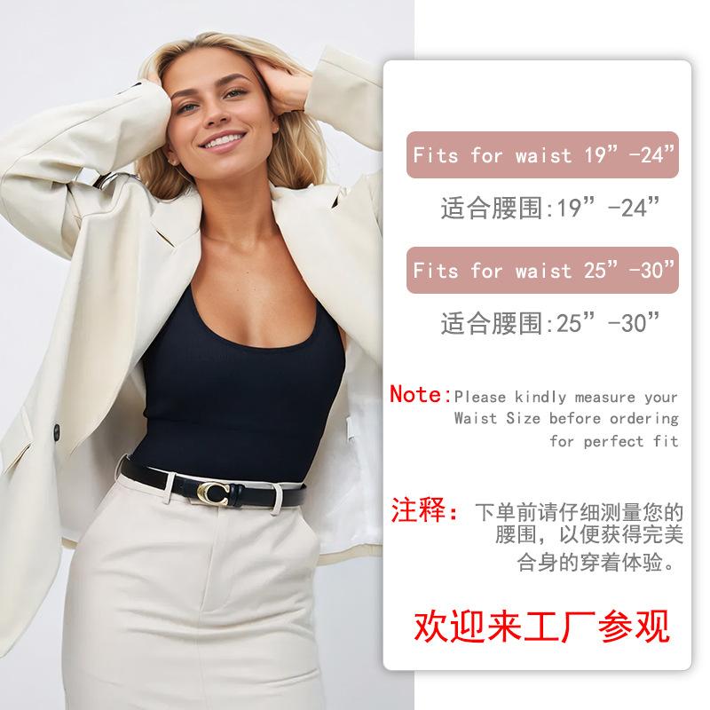 Letter C Buckle Belt Women's Jeans Belt Women's Fashion All-Match Decorative Pu Belt Autumn and Winter Batch Bohemian Style