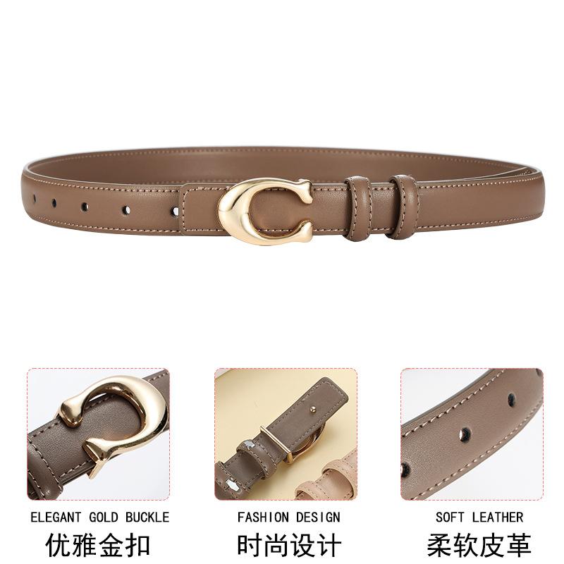 Letter C Buckle Belt Women's Jeans Belt Women's Fashion All-Match Decorative Pu Belt Autumn and Winter Batch Bohemian Style