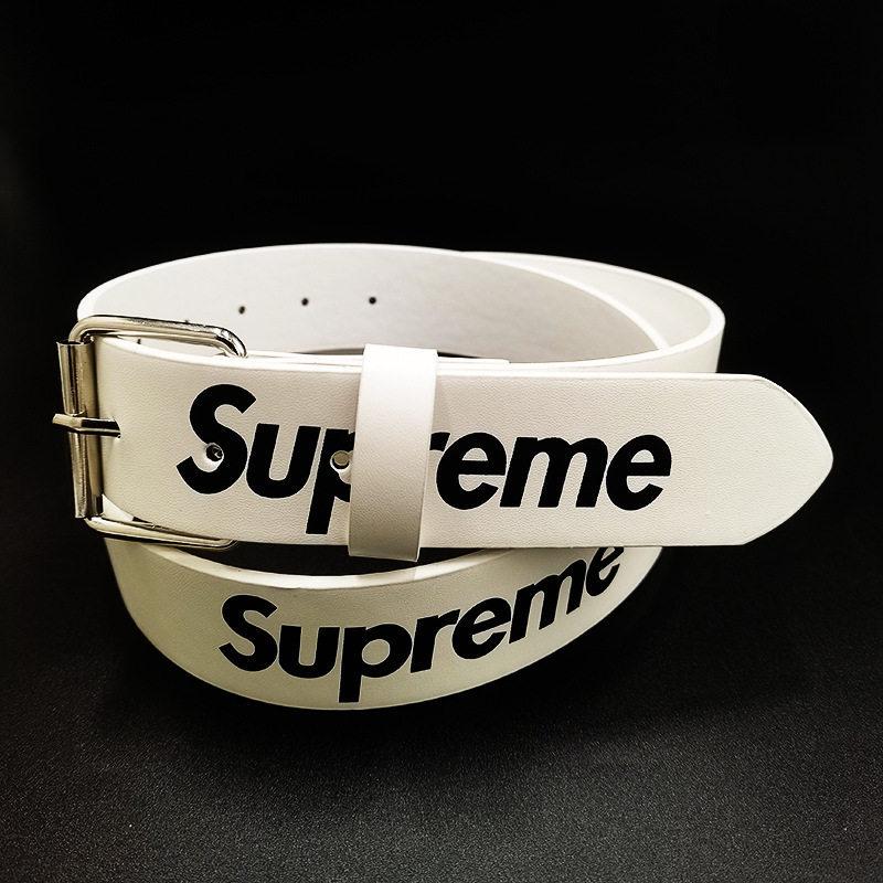 New Supreme Letter Belt Unisex Fashion All-Match Trendy Belt Simple Style Red Black Fan