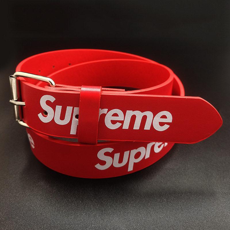 New Supreme Letter Belt Unisex Fashion All-Match Trendy Belt Simple Style Red Black Fan