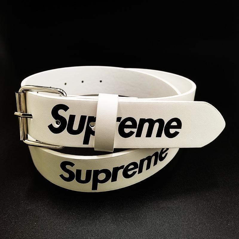 New Supreme Letter Belt Unisex Fashion All-Match Trendy Belt Simple Style Red Black Fan