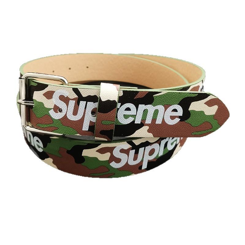 New Supreme Letter Belt Unisex Fashion All-Match Trendy Belt Simple Style Red Black Fan
