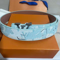 Smooth Buckle Pants Belt TikTok Net Red Belt Men's Light Luxury Letters Men's Belt Casual All-Match Men's Light Luxury Belt