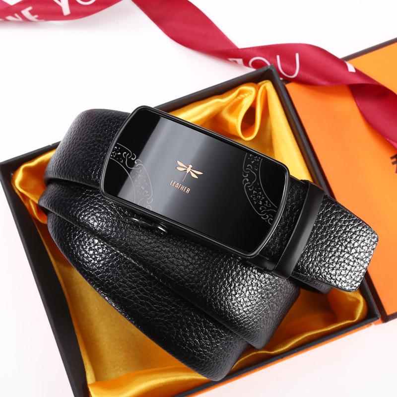 Men's Automatic Buckle Belt Wholesale Imitation Belt Body Iron Glossy Film Buckle Belt Business Casual Formal Wear Pants Belt