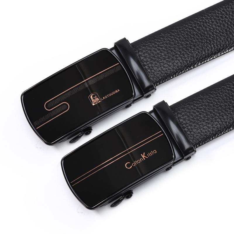 Men's Automatic Buckle Belt Wholesale Imitation Belt Body Iron Glossy Film Buckle Belt Business Casual Formal Wear Pants Belt