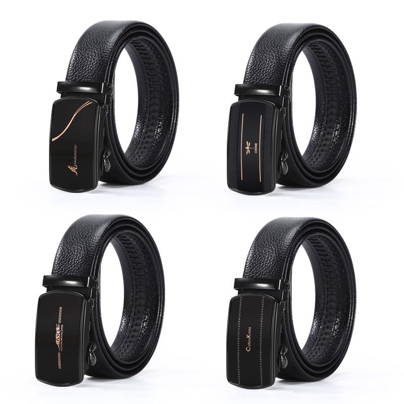 Men's Automatic Buckle Belt Wholesale Imitation Belt Body Iron Glossy Film Buckle Belt Business Casual Formal Wear Pants Belt