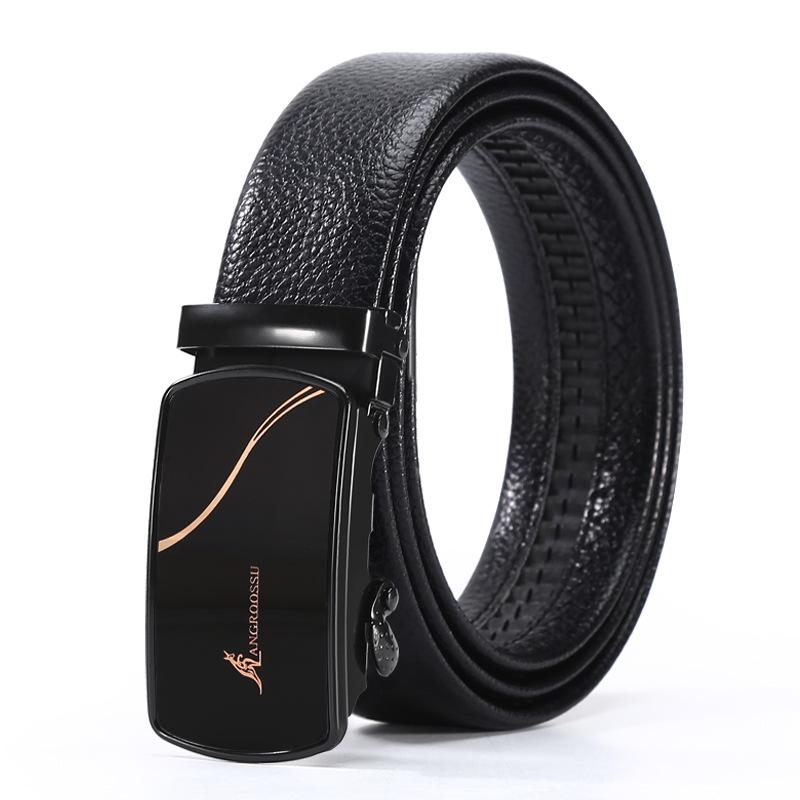 Men's Automatic Buckle Belt Wholesale Imitation Belt Body Iron Glossy Film Buckle Belt Business Casual Formal Wear Pants Belt