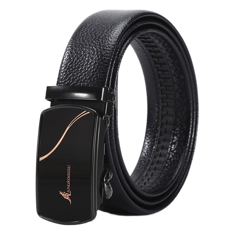 Men's Automatic Buckle Belt Wholesale Imitation Belt Body Iron Glossy Film Buckle Belt Business Casual Formal Wear Pants Belt