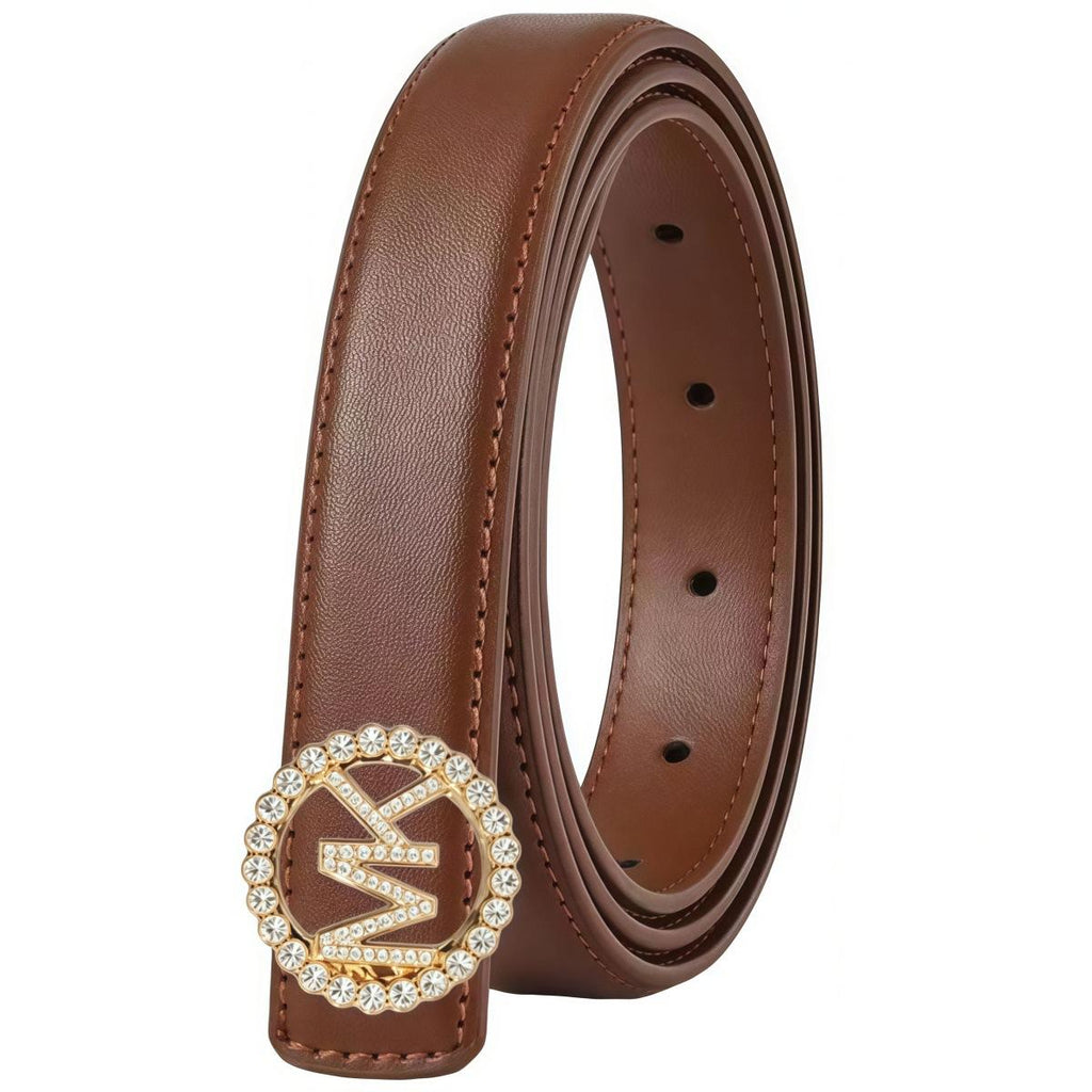 Cross New Belt Women's Letter Ch with Diamond MK Diamond V Hardware Buckle Fashion All-Match Waist Seal Medium High Quality Belt