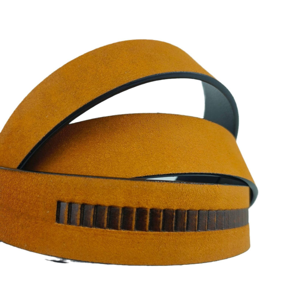 Men's Cowhide Buckle-Free Automatic Belt Strip Two-Layer Oil-Edged Cowhide Belt Factory Direct Sales Belt Stall Supply