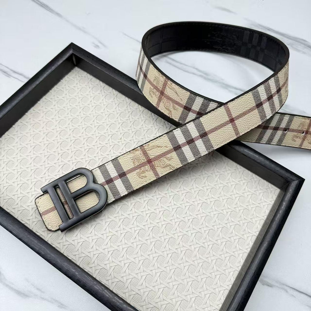 New Letter Ib Two-Layer Cowhide Belt Casual Fashion All-Match Fashion Belt Babao Men's Belt Factory Wholesale