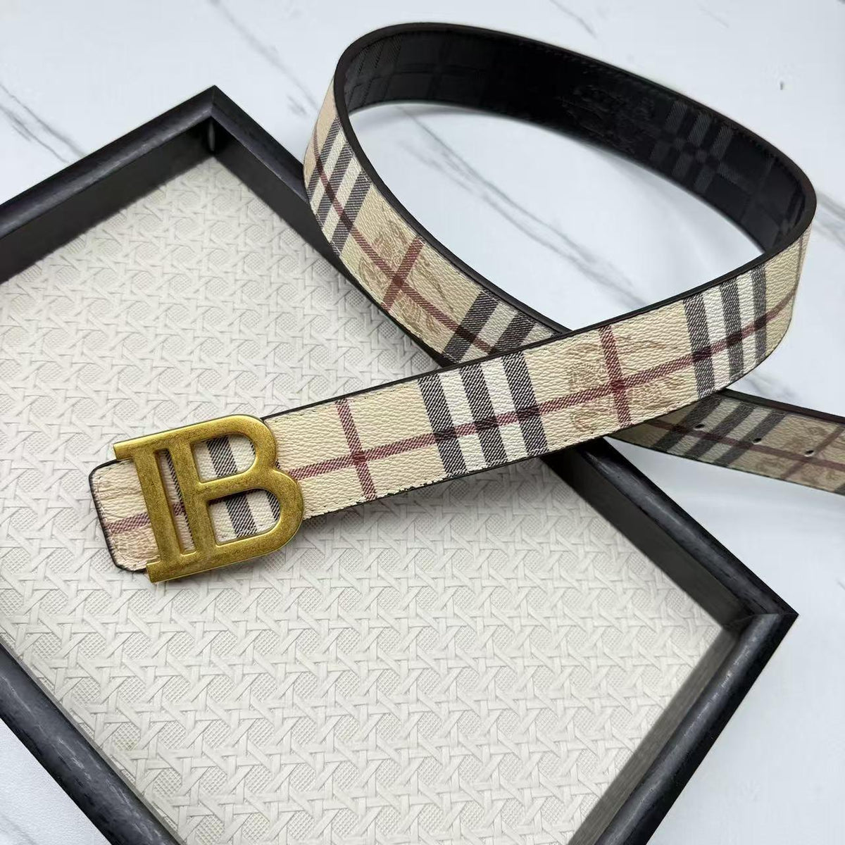 New Letter Ib Two-Layer Cowhide Belt Casual Fashion All-Match Fashion Belt Babao Men's Belt Factory Wholesale