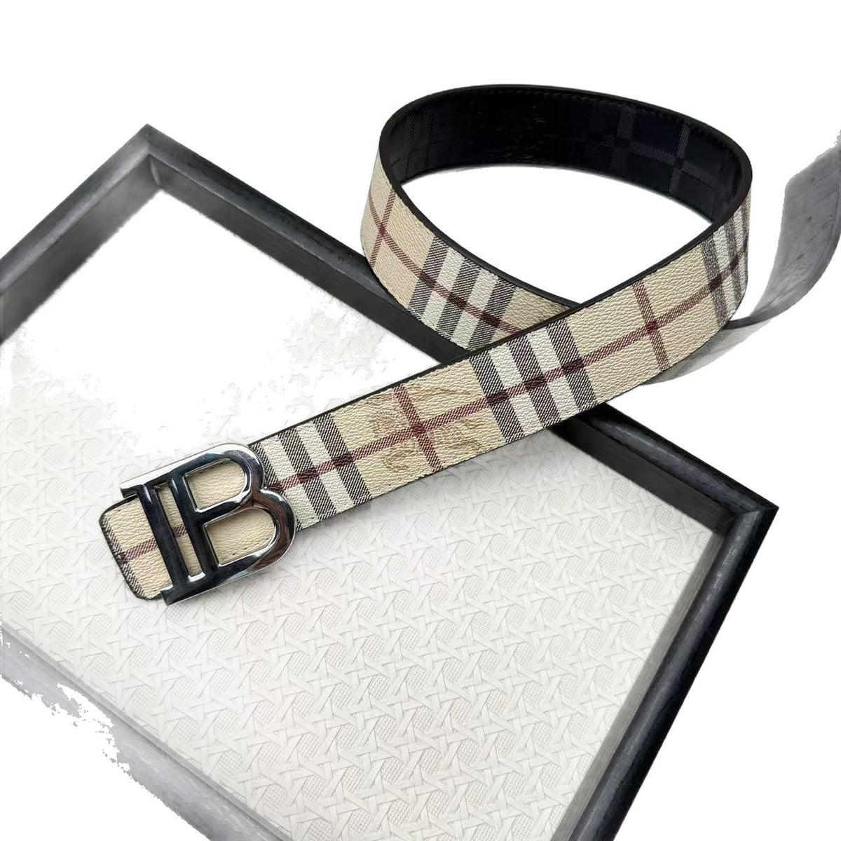 New Letter Ib Two-Layer Cowhide Belt Casual Fashion All-Match Fashion Belt Babao Men's Belt Factory Wholesale