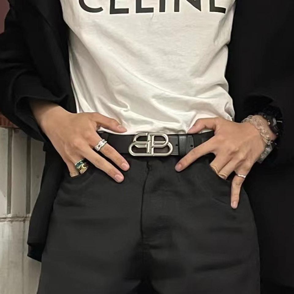 Double B Letter Belt Men's and Women's Decorative Simple Fashion Net Red Butterfly Buckle Jeans Suit Paris Belt