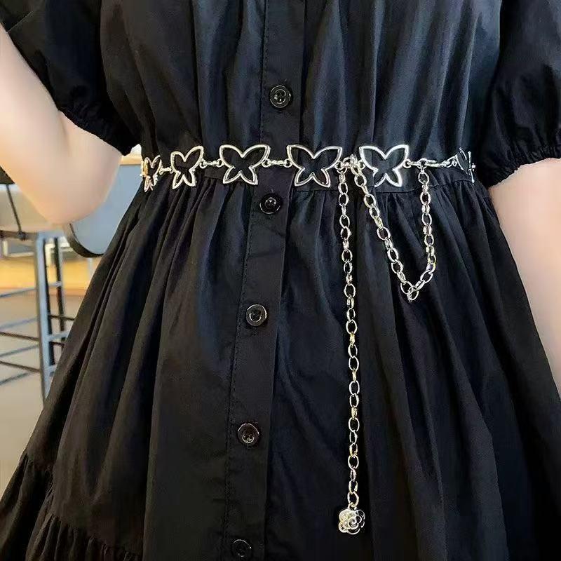 Internet Celebrity Chain Belt Metal Butterfly Waist Chain Decoration JK Dress Uniform All-Match Skirt Accessories Ins