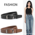 New Leather Belt Women's Leather Belt Women's All-Match Decorative Daily Buckle Fashion High-Grade Jeans with Cowhide Simple
