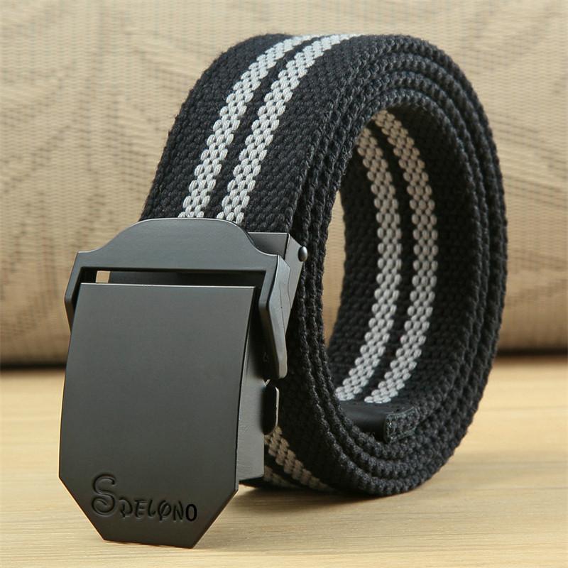 Men's Canvas Belt Smooth Buckle Automatic Buckle Belt Simple Korean Style Personalized Young Student Military Training Belt Wholesale