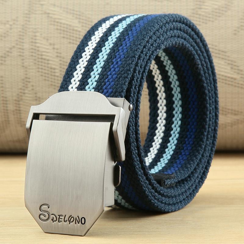 Men's Canvas Belt Smooth Buckle Automatic Buckle Belt Simple Korean Style Personalized Young Student Military Training Belt Wholesale