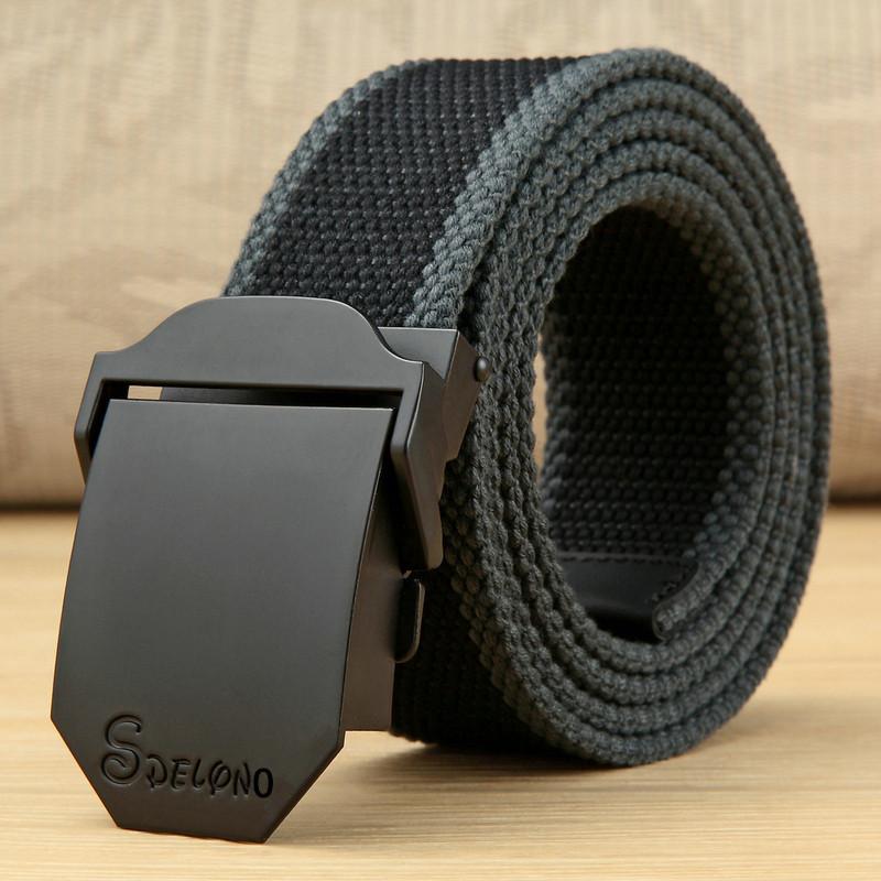 Men's Canvas Belt Smooth Buckle Automatic Buckle Belt Simple Korean Style Personalized Young Student Military Training Belt Wholesale
