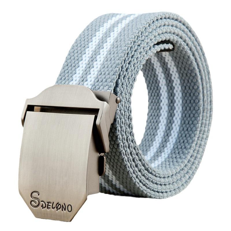 Men's Canvas Belt Smooth Buckle Automatic Buckle Belt Simple Korean Style Personalized Young Student Military Training Belt Wholesale