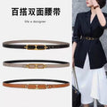 Kelly Double-Sided Belt Thin Belt All-Match Suit Dress Small Women's Jeans with Kelly Belt Waist-Tight