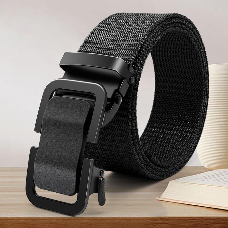 Belt Men's Trendy Student 2024 New Canvas Automatic Buckle Belt Popular All-Match Trendy Waist-Tight Upgrade