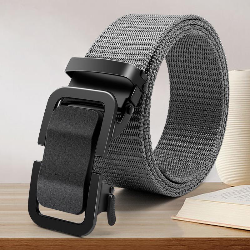 Belt Men's Trendy Student 2024 New Canvas Automatic Buckle Belt Popular All-Match Trendy Waist-Tight Upgrade