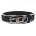 Trendy New Sequin Belt with Diamond D Buckle Head Belt Jeans Skirt Accessories Fashionable All-Match Personalized Belt