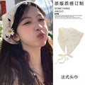 French Retro Knitted Hot Girl Triangle Scarf Headdress Travel Sweet Cute Crocheted Artistic Style Headscarf Female Hair Band Fashion