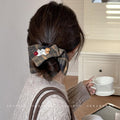 Korean-Style Plaid Square Scarf Large Intestine Hair Band Women's Retro Oversized Hair Rope Square Hair Accessories High-Grade Feeling Does Not Hurt Hair Rubber Band