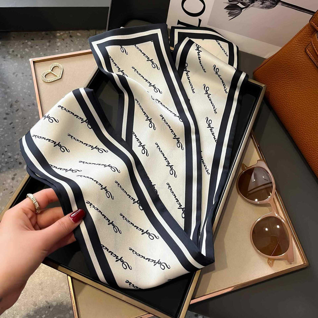 Silk Scarf Artificial Silk High-Grade Star Same Style Long Hair Band Hair Accessories Tie Bag Ribbon Printed Scarf Female Small Scarf