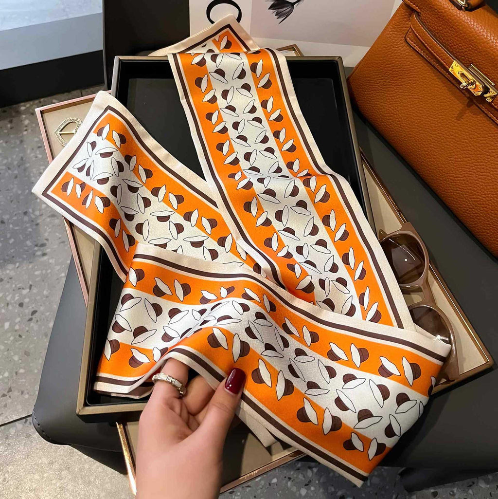 Silk Scarf Artificial Silk High-Grade Star Same Style Long Hair Band Hair Accessories Tie Bag Ribbon Printed Scarf Female Small Scarf