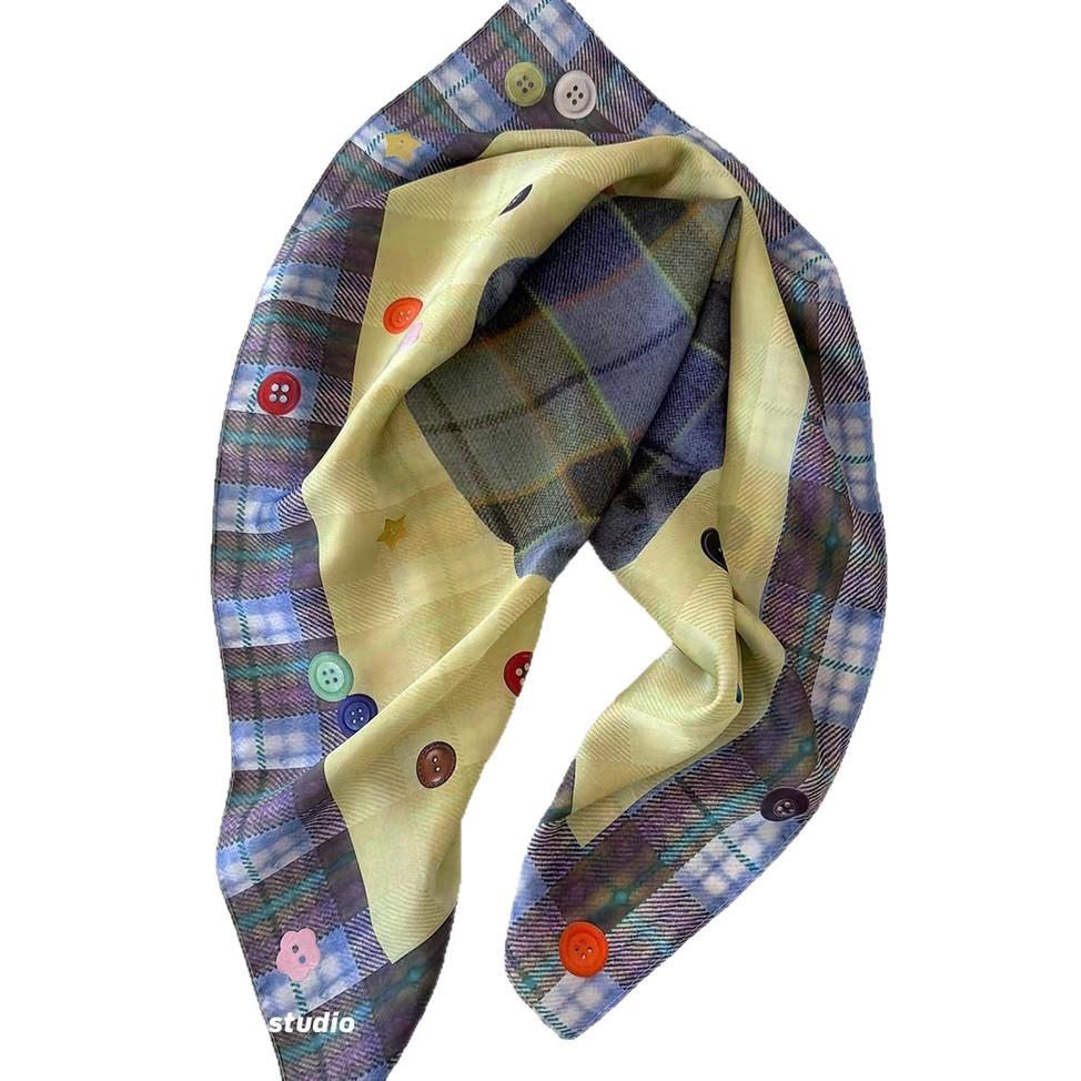 Spring and Summer New European and American Hot Girl Trendy Cool Hip Hop Niche All-Match Silk Scarf Closed Toe Headscarf Decoration Wholesale Headdress for Women