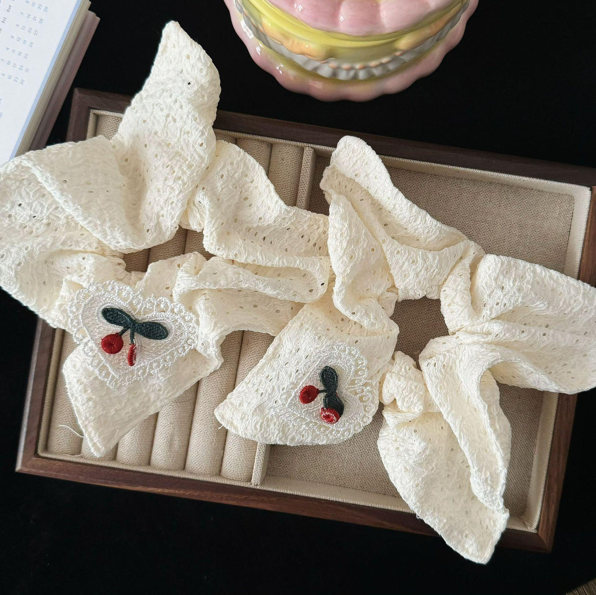 Summer Fresh Cherry Square Scarf Large Intestine Hair Ring Korean Style High Sense Girl Ponytail Fat Sausage Ring Hair Accessories Wholesale New