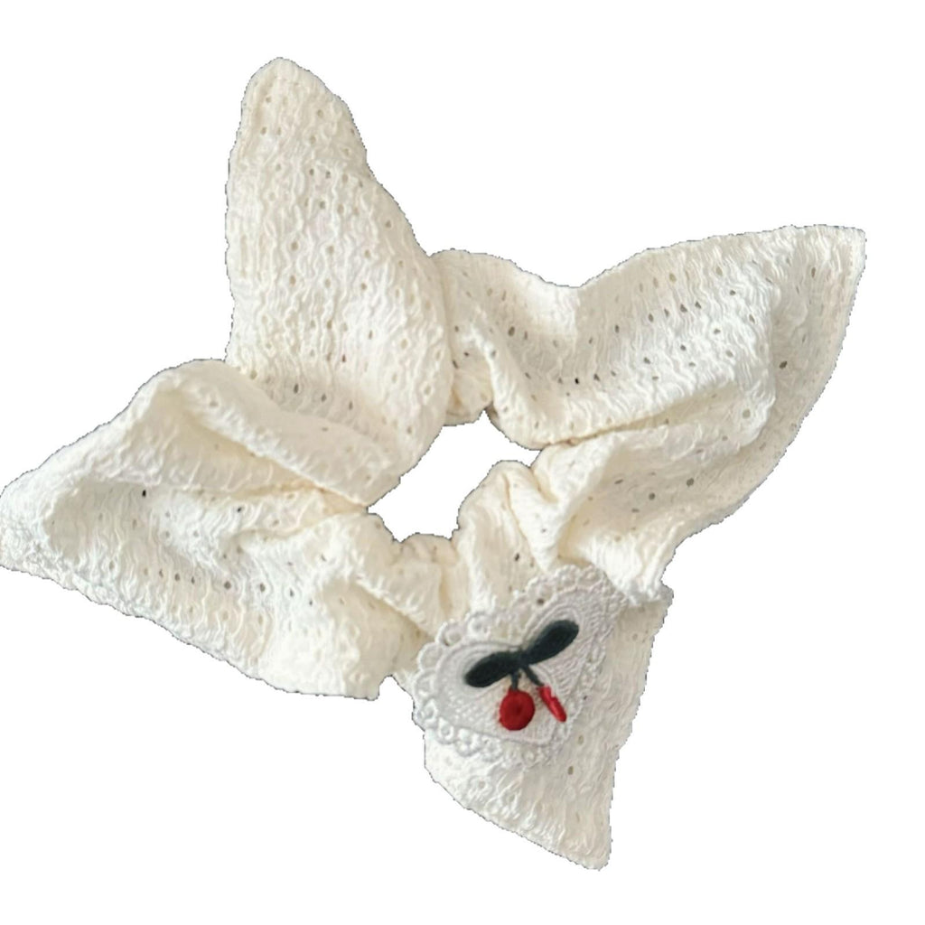 Summer Fresh Cherry Square Scarf Large Intestine Hair Ring Korean Style High Sense Girl Ponytail Fat Sausage Ring Hair Accessories Wholesale New