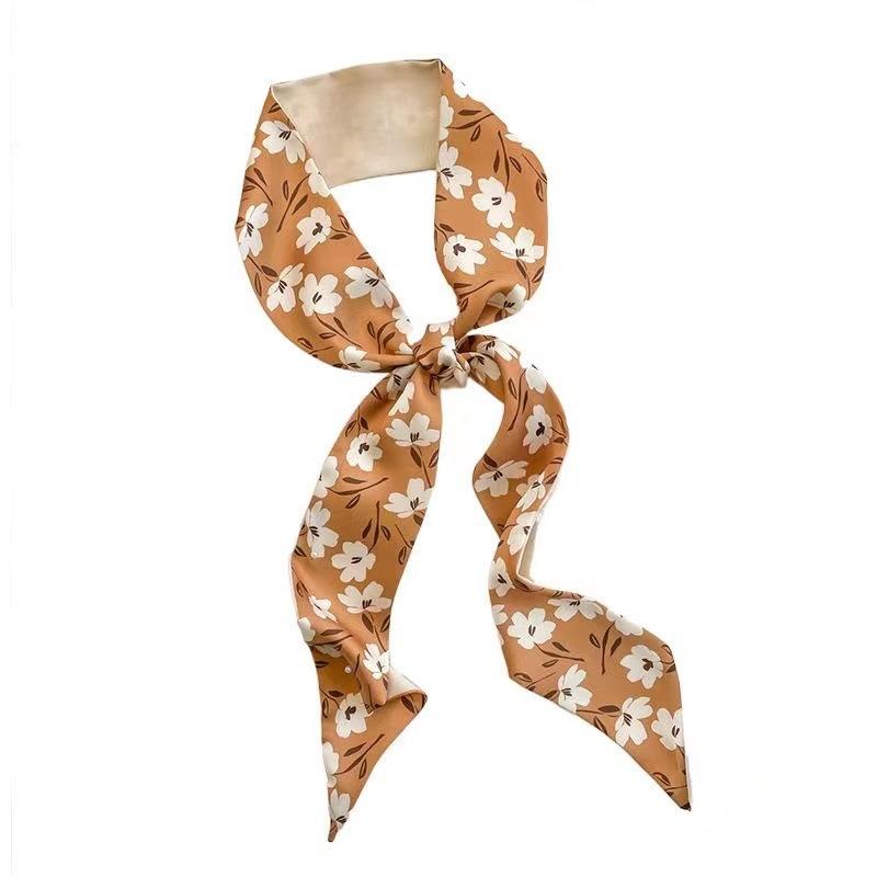 High-End All-Match Silk Scarf Long Hair Band Female Hair Tie Headdress Accessories Ribbon Hand Gift Box Silk Scarf Tie Bag Small Scarf