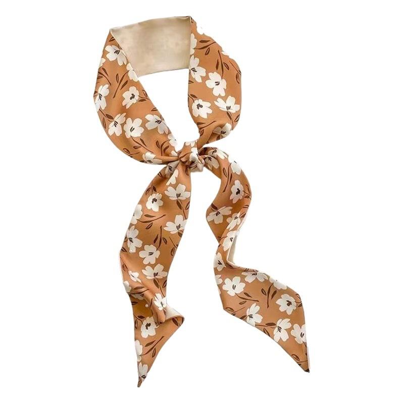 High-End All-Match Silk Scarf Long Hair Band Female Hair Tie Headdress Accessories Ribbon Hand Gift Box Silk Scarf Tie Bag Small Scarf
