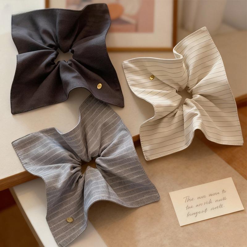 Korean Style Striped Fabric Square Scarf Large Intestine Hair Band for Women 2025 New Elegant Low Ponytail Head Rope High-Grade Hair Accessories Factory